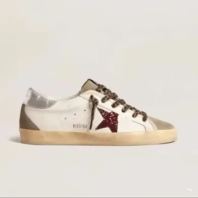 Distressed-Star-Sneaker aus echtem Leder, Colorblock - 10