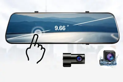 10 inç dash cam çift lens CarPlay HD dikiz aynası WiFi - 10