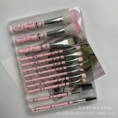 KT Cat 12-piece makeup brush set, eyeshadow, blush, foundation brush, beauty tools, lip brush