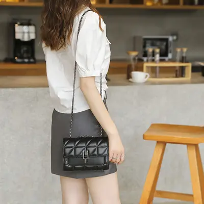 2025 Women's Small Square Chain Bag with Diamond Quilting - 4