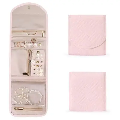 Schmuckkasten, tragbarer Reise-Schmuckkasten, Schmuckbox, faltbare Tasche, multifunktionale Halskette, Ohrringe, Schmucktasche - 7