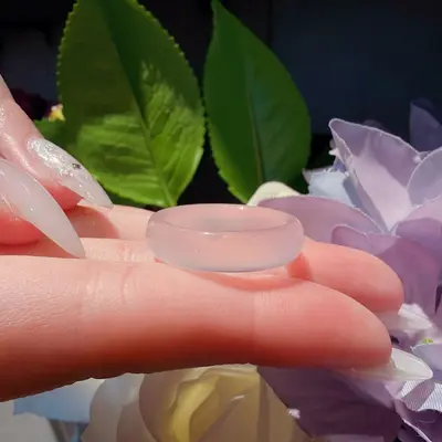 Akik yüzük, ince tasarım, yağlı yeşil/beyaz/pembe - 7