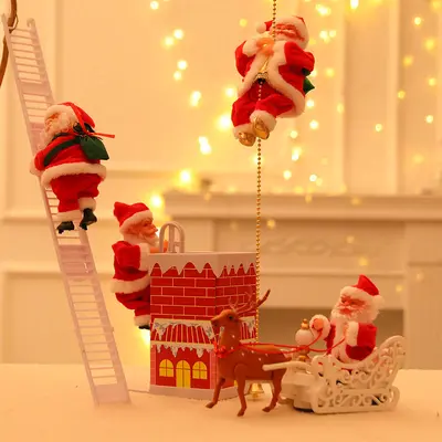 Elektrikli Noel Tırmanan Boncuklar Noel Baba Evi Çocuk Oyuncağı Süsleme