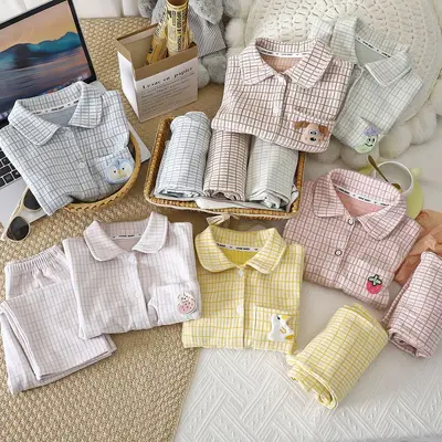 Children's Plaid Pajama Set Long Sleeve Two-Piece Loose Fit