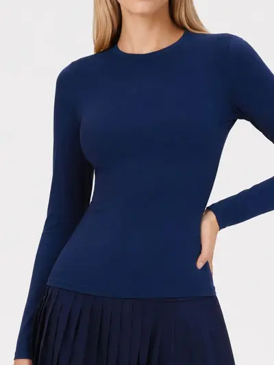 Damen-Yogashirt langärmlig, Rundhals, schmal geschnitten, für Laufen und Fitness