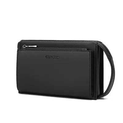 Men's Leather Clutch Bag with Combination Lock, Large Capacity - 6