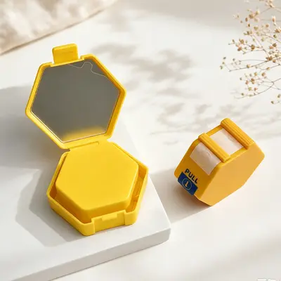 Korean-style hexagon box hydrocolloid acne patches with mirror