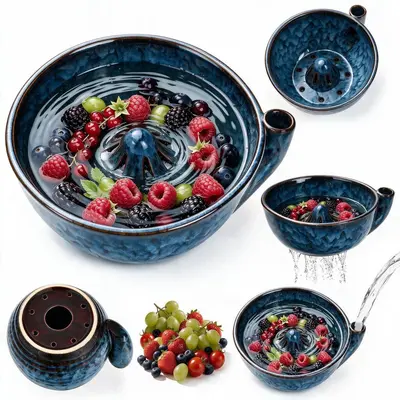 Keramik-Waschschüssel mit Abtropfkorb für Obst und Gemüse