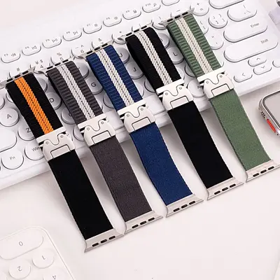 Apple Watch S10 için paraşüt tokalı naylon kordon
