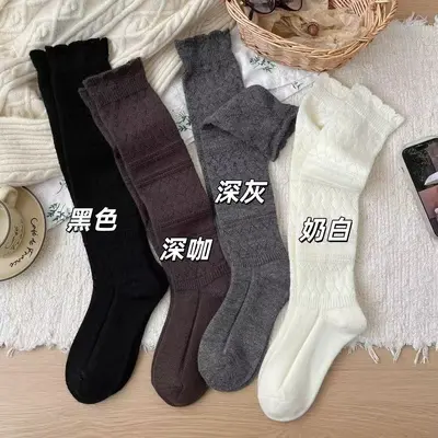 Women's Thick Wool Knee-High Socks for Winter - 2