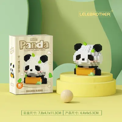 Kompatible Bausteine mit Kleiner-Panda-Figur, Blumenpuppe Dekoration - 12