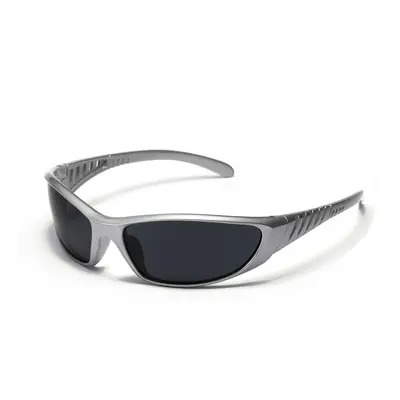 Y2K Silver Sunglasses, Colorful Hollow Frame, Futuristic Design - 9