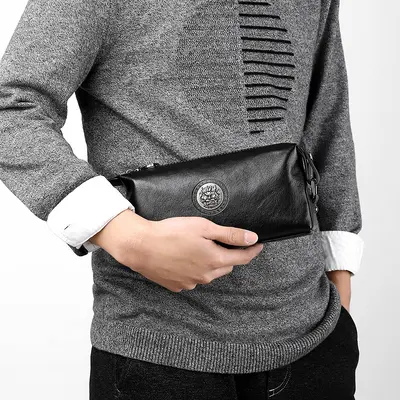 Große Herrenhandtasche aus weichem Leder - 2
