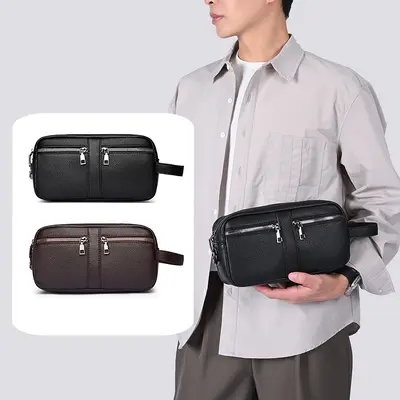 Men's Clutch Bag, Large Capacity, Multi-Compartment, PU Leather - 3