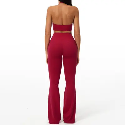 Backless Halter Neck Yoga Set for Women, Tight-Fitting, Quick-Dry, Model 3091 - 5