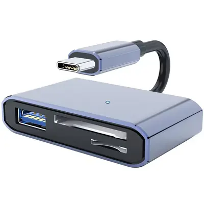 OTG Çok Fonksiyonlu Genişleme İstasyonu Type-C to USB 3.0 SD/TF Üçlü Kart Okuyucu Type-C to Çift USB 3.0