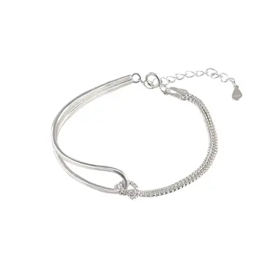 Cross-border best-selling Temu product: unique electroplated 925 knotted double chain bracelet for women.