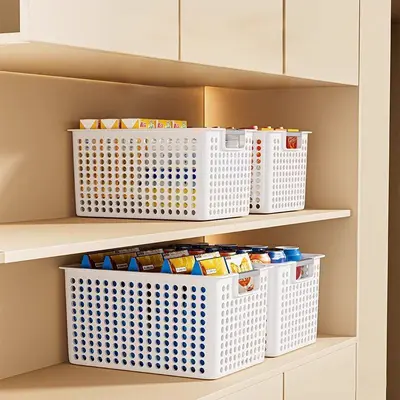 Plastic storage basket kitchen cabinet home organization