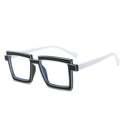 Color-Block Square Non-Prescription Glasses with Blue Light Protection - 7