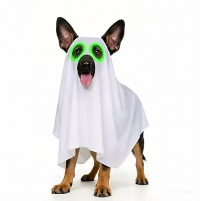 Halloween köpek hayalet kostümü, pelerin ve cadı şapkası - 3