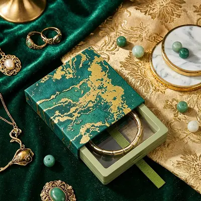 In Stock Gold-Plated Jewelry Box PE Film Storage Box Crystal Bracelet Packaging Box Drawer Suspension Box Beaded Bracelet Box