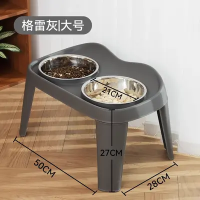 Stainless Steel Elevated Double Dog Bowl for Medium and Large Dogs - 8