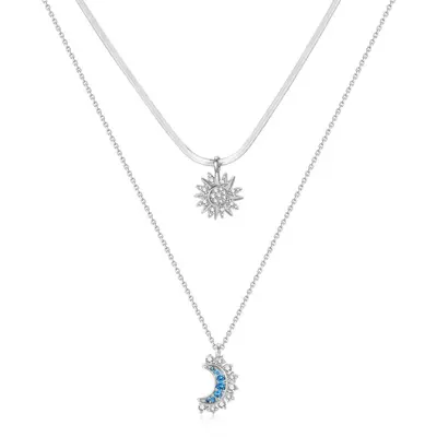 Moon and Sun Double Layered Collarbone Necklace - 10