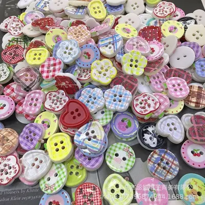 Colourful Retro Plaid DIY Decorative Buttons, Mixed Pack - 8