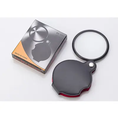 60mm Folding Magnifier, 10x Glass Lens, Leather Case