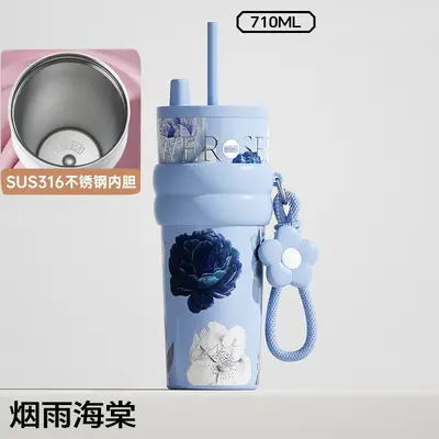 轻奢系陶瓷内胆保温杯大容量车载户外水杯带茶漏挂饰高颜值礼品杯 - 7