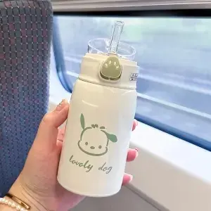 可爱ins猫爪吸管保温杯316不锈钢杯子大容量简约男女学生保温水杯