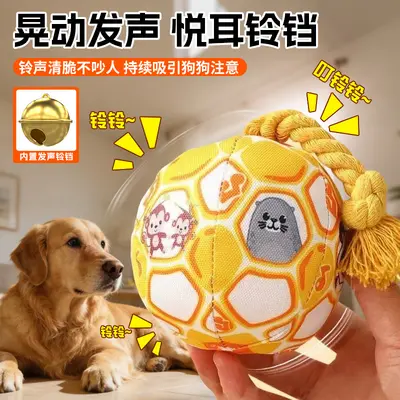 Dog Toy Rope Plush Ball, Durable Chew Resistant Squeaky Training Ball - 3