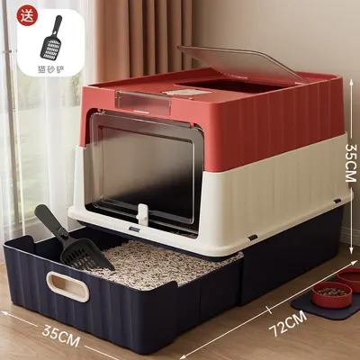 Extra Large Fully Enclosed Cat Litter Box with Anti-Splash and Deodorizing Design - 7