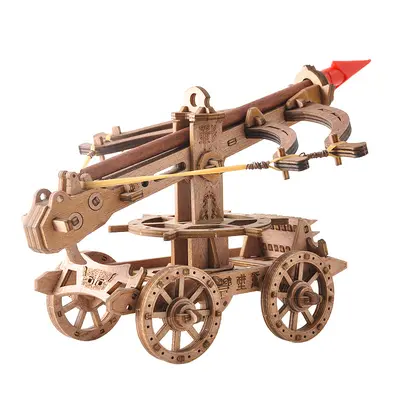 3D Wooden Model Catapult Puzzle for Children, with Night Light and Music Box - 7