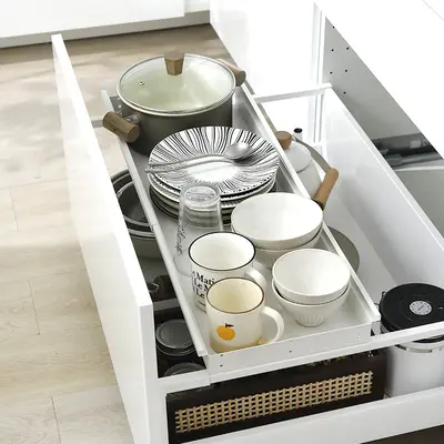 Drawer layered shelf, retractable basket, kitchen storage - 3