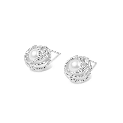 999 Pure Silver Zircon Pearl Tassel Earrings - 6