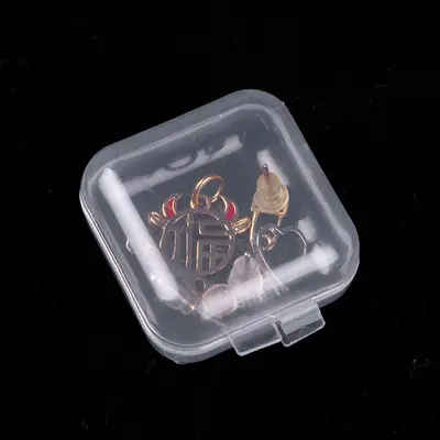 T plastik şeffaf küçük kare kutu mücevher kutusu kulak tıkaçları küçük kutu takı mini saklama kutusu LOGO ile özelleştirilebilir - 4