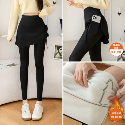 Polar astarlı yoga pantolonu, yüksek bel, cepli, sıcak, köpekbalığı kesimi - 9