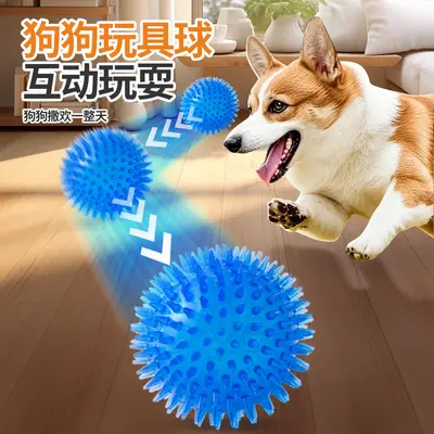 Grenzüberschreitender Hundespielzeug-Ball für Haustiere, quietschendes Huhn, Ball mit Stacheln und Ton, für große und kleine Hunde, elastischer Ball zum Zähneputzen und gegen Langeweile, nicht beißbar