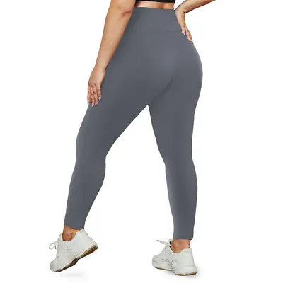 High-Waist Plus Size Yoga Pants, Skin Tone, Sizes 1XL-5XL, Elastic - 9