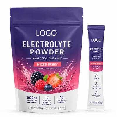 Elektrolit tozu karma meyveli, şekersiz, 16 paket spor içeceği - 6