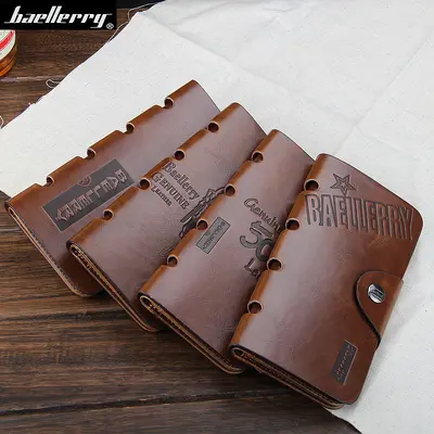 Men's Retro Leather Long Wallet baellerry Multi-Card Slots - 3