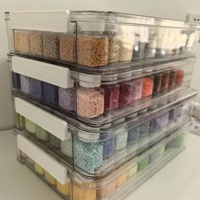 Perler Bead Dispensing Tool Box, 30ml 50ml Square Transparent Large Capacity Storage Bottles