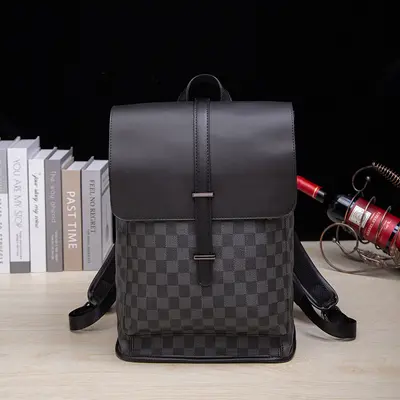 Korean Style Men's Leather Backpack with Laptop Compartment, Retro Design - 9