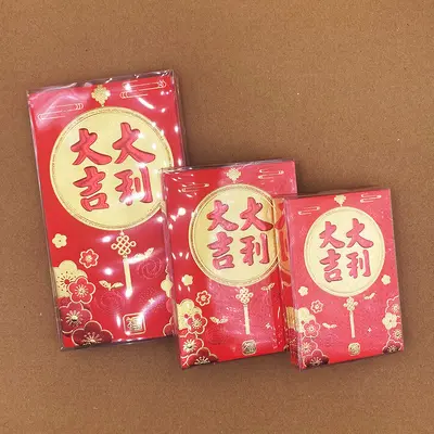 Hong Kong Version 18-Piece Set Bright Red Box Packaging Red Envelopes Chinese New Year Traditional Soft Lai See Packets Large Medium Small Red Envelope Bags - 9