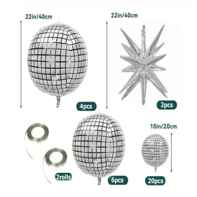Silver 4D Round Aluminum Foil Balloons, 10 and 18 inch - 8
