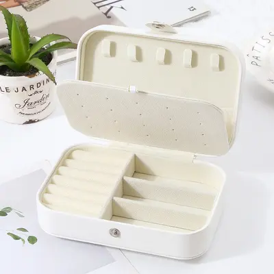 Simple Flip-Top Travel Two-Layer Portable Jewelry Box Ring Necklace Earring Multi-Layer Jewelry Storage Box - 7