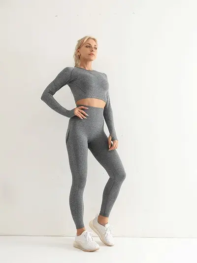 Seamless High-Waist Sports Set, Tummy-Control, Butt-Lifting Fitness Leggings