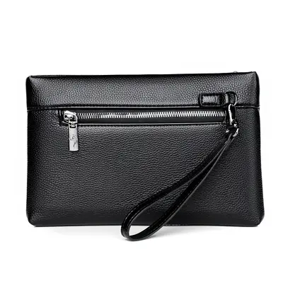 Crocodile Pattern Soft Leather Men's Handbag, Large Capacity, Envelope Style - 5