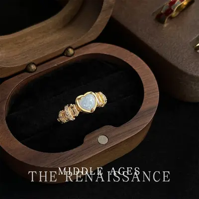 Vintage Enamel Zircon Ring Adjustable Tiger Eye Stone - 11